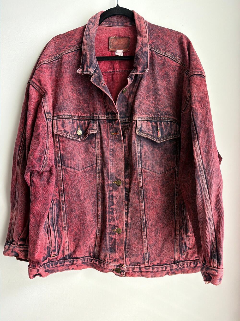 Vanezia Red Black Acid Wash Denim Jacket Plus Size 22/24